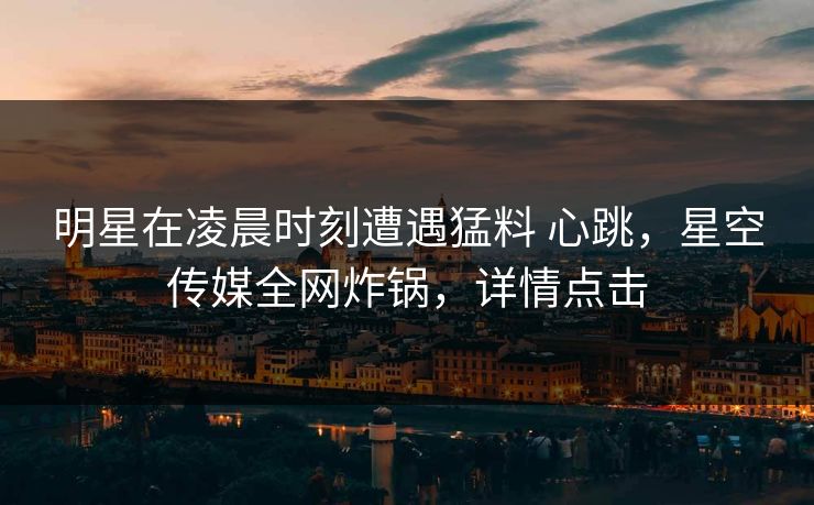 明星在凌晨时刻遭遇猛料 心跳，星空传媒全网炸锅，详情点击