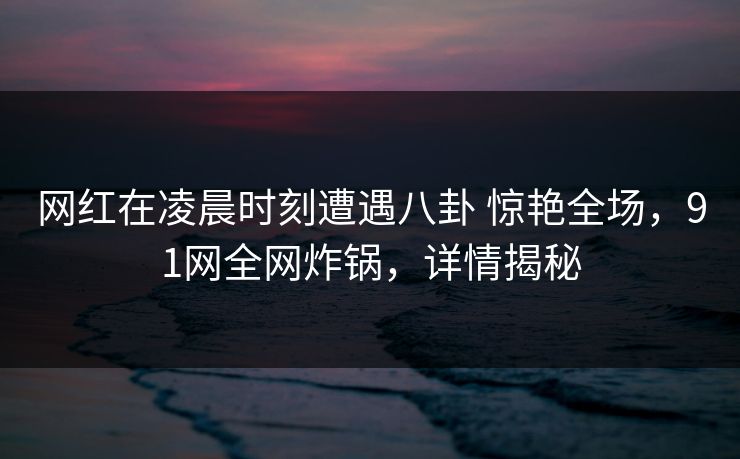 网红在凌晨时刻遭遇八卦 惊艳全场，91网全网炸锅，详情揭秘
